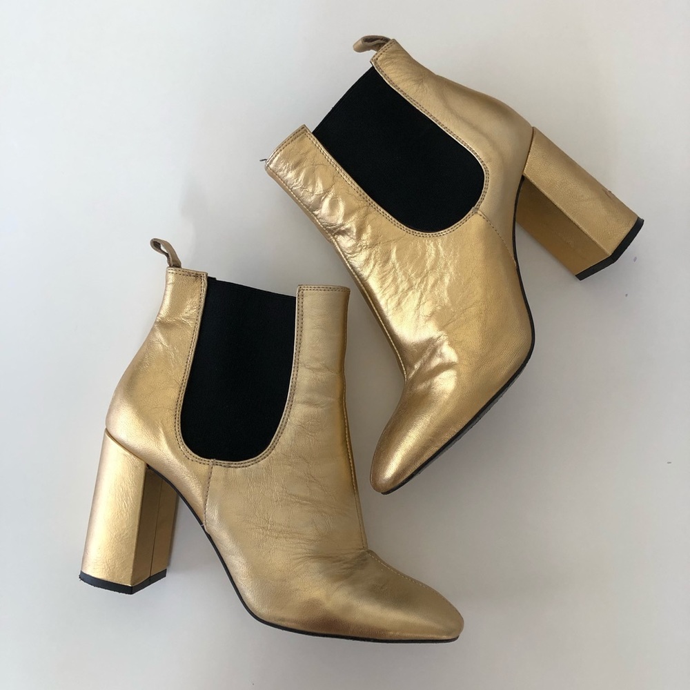 🌟TOPSHOP gold leather boots, size EU40🌟